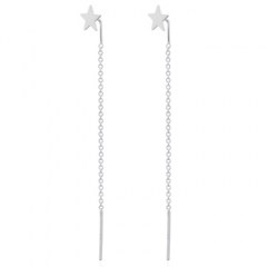 Twinkling Star Chain Threader Earrings In Sterling Silver