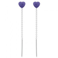 Reconstituted Stone Blue Heart 925 Silver Threader Earrings