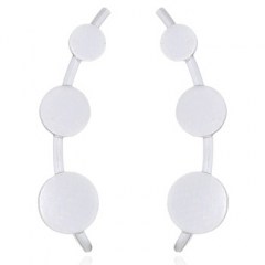 Round Disc On Silver Line Earrings