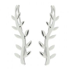 925 Sterling Silver Leafy Twig Ear Line Earrings
