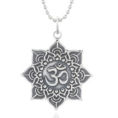 Om Symbol In Sterling Silver Large Chart pendant by BeYindi