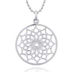 Sterling Lotus Flower Mandala Pendant