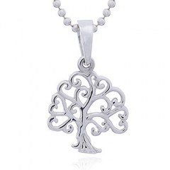 Silver Tree of Life Pendant Curly Branches