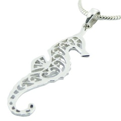 Openwork 925 Silver Pendant Seahorse Graceful Curves by BeYindi 