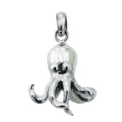 Funny Octopus Plain 925 Sterling Silver Designer Charm Pendant