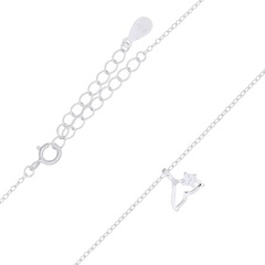 A Single Cubic White On Whale 925 Silver Chain Necklace by BeYindi 