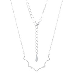 Zigzag Cubic Zirconia White With 925 Silver Chain Necklace by BeYindi
