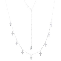 Nine Cross Hangings On Sterling 925 Chain Necklace
