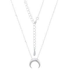 Chubby Crescent Moon 925 Silver Chain Necklace