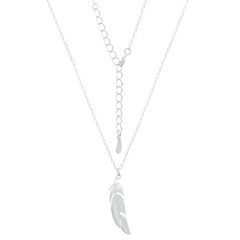 Polished Plain Feather 925 Silver Chain Necklace by BeYindi