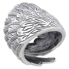 Twirled Feather Wing 925 Silver Adjustable Plain Ring