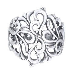 Ajoure Intertwined Floral 925 Sterling Silver Ring 