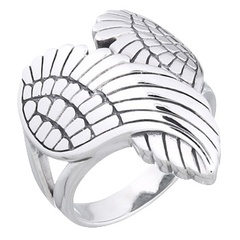 Wings Of Angel Heart Closed 925 Sterling Silver Plain Ring