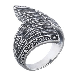 Feather Wings Closed Up Silver Oxidized Rings by BeYindi