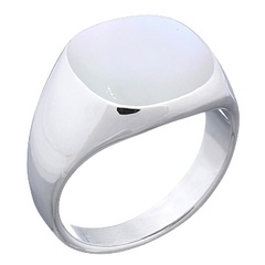 Mother Of Pearl Rounded Square Silver Rings