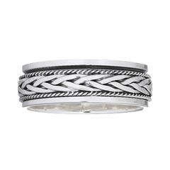 Braided Strings Spinner 925 Sterling Silver Band Ring by BeYindi 