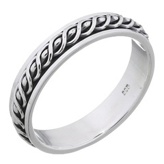 Braided Waves Spinner 925 Sterling Silver Band Ring