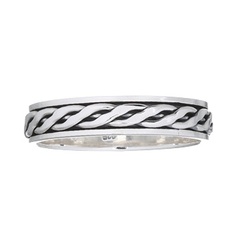 Flat Braided Spinner 925 Sterling Silver Band Ring by BeYindi 