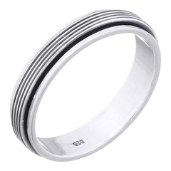 Parallel Lines Spinner 925 Sterling Silver Band Ring by BeYindi