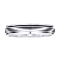 Parallel Lines Spinner 925 Sterling Silver Band Ring by BeYindi 