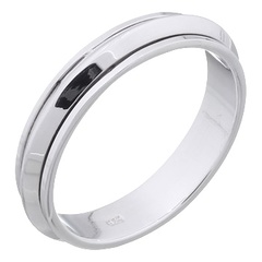 Angular Edged Spinner 925 Sterling Silver Band Ring