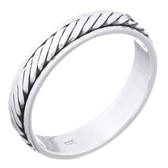Flat Twisted Wire Spinner 925 Sterling Silver Band Ring