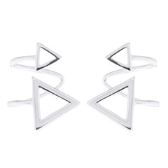 Triangles Side Ear Stud 925 Silver Earrings by BeYindi