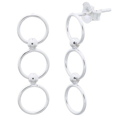Circles Linked 925 Silver Stud Earrings by BeYindi