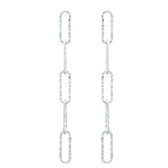 Hammered Rectangle Chains Silver 925 Stud Earrings by BeYindi 