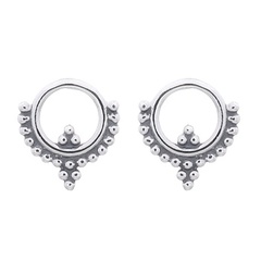 Bohemian Dotted Circle Cup 925 Silver Stud Earrings