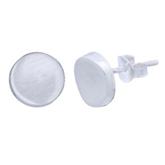 Round Concaved Brushed 925 Silver Small Stud Earrings