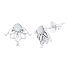 Mother Of Pearl Little Lotus 925 Silver Stud Earrings by BeYindi 