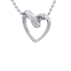 Petite Sterling Silver Open Heart Shiny Wirework Pendant