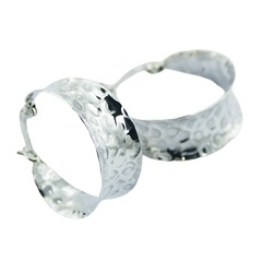 Hammered Sterling Silver Hoop Earrings Concaved Tapered Chic by BeYindi