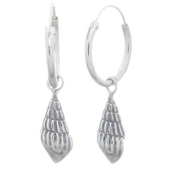 925 Sterling Silver Tulip Shell Hoop Earrings by BeYindi 