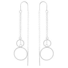 Dangling Circles On Sterling Silver Chain Threader Earrings