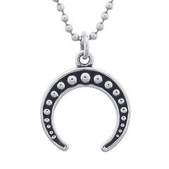 Beads In Moon Oxidized Silver Pendants