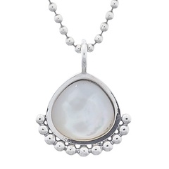 Triangle Shaped Mother Of Pearl Beads Based On Silver Pendant by BeYindi