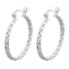 Braided Round 925 Silver Hoop Earrings by BeYindi
