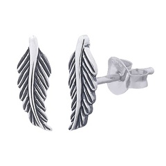 Dainty 925 Feather Stud Earrings