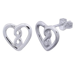Silver Heart Stud Earrings Infinite Love