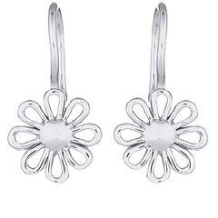 Silver Earrings Minimalist Daisy Open Petals
