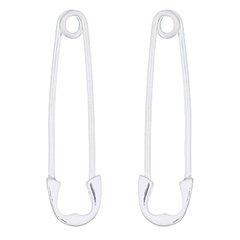 Heart Headed Closure Safety Pin Silver Plated 925 Hoop Earrings