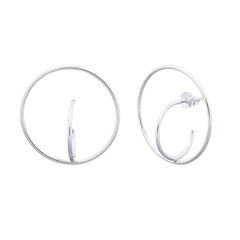 Round Wire Circles 925 Sterling Silver Stud Earrings