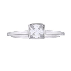 925 Silver Ring Clear Squared Cubic Zirconia Stone by BeYindi 