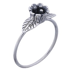 Cupped Flower Extended Petals Silver Ring by BeYindi