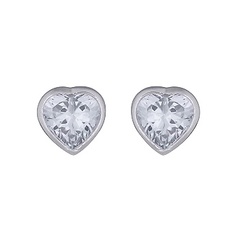 Heart Faceted Clear Cubic Zirconia Stud Earrings