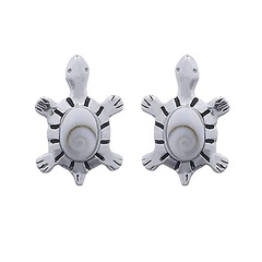 Silver Turtle Studs with Shiva Eye Shell