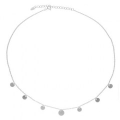 Smaller Discs Surrounded Center Disc Silver Chain Necklace by BeYindi