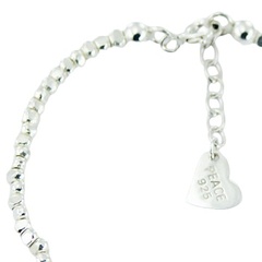 Sterling Silver Cuboid Beads Bracelet with Peace Disc Charm 3